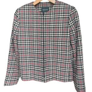 Bridgetown Collection Women's Wool Blend Plaid Full-Zip Jacket Blazer Size 6